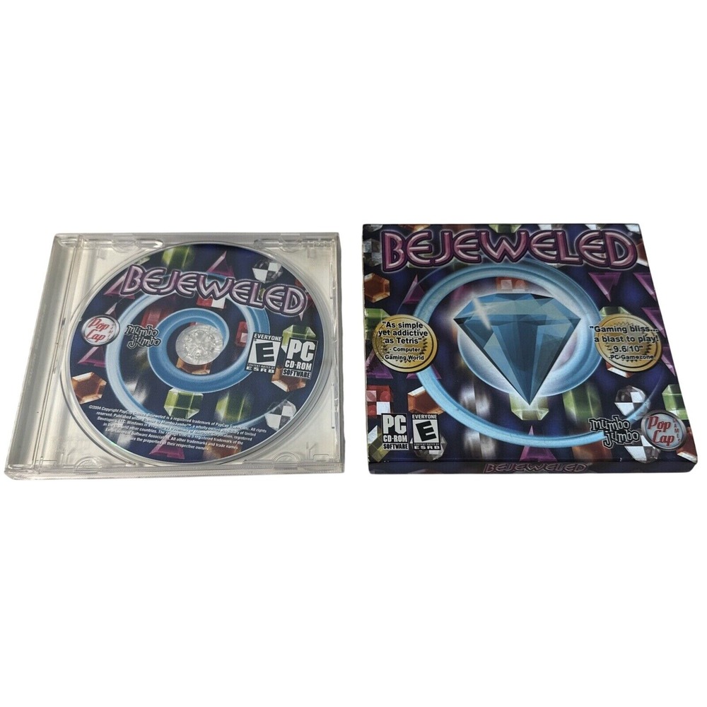 Bejeweled Deluxe PC CD-ROM 2004 PopCap MumboJumbo Puzzle Game with Sleeve